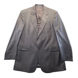 Ermenegildo Zegna Coppley Mens Navy Blue Check Wool‎ and Silk Blazer Mens 42R